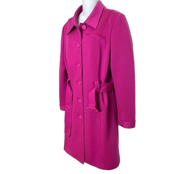 IDEOLOGY BRIGHT PINK BELTED TRENCH COAT SIZE LARGE “Barbie Pink” - Picture 5 of 11